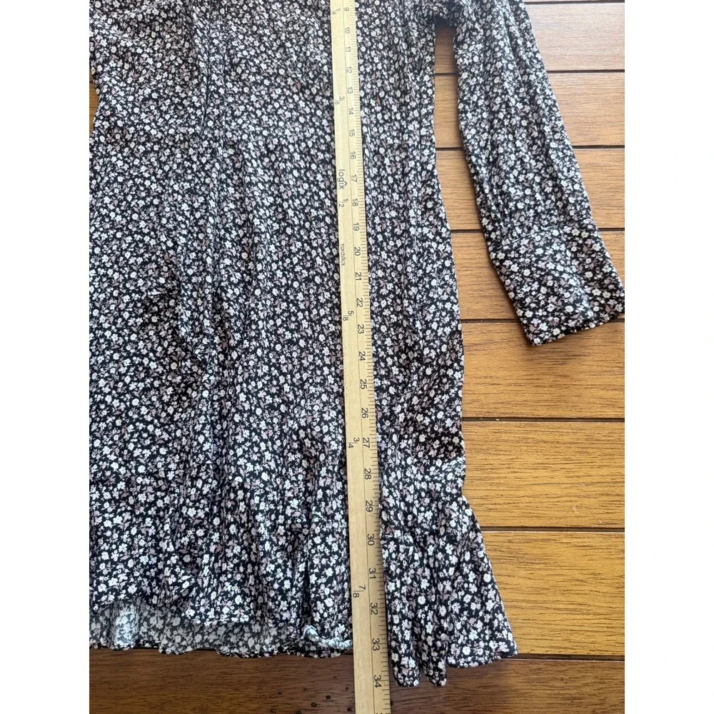 & Other Stories Paris Atelier Floral Tie Neck Mini Dress Black Pink Size 6